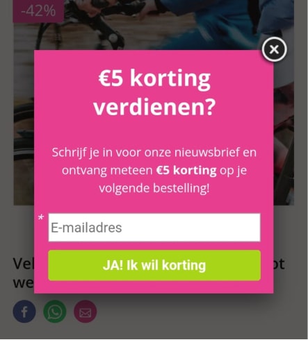 Een-nieuwe-motor-mediahuis-techtribe Groupdeal mobiel scherm met pop-up bericht